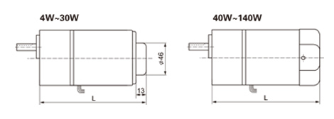 4W~140W微型调速电机尺寸图
